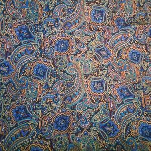 Paisley Printed Fabric  in Blues And Gold 4250